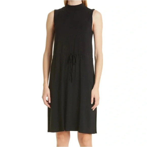 Eileen Fisher Dresses & Skirts - NWT EILEEN FISHER Mock Neck Tie Waist Sleeveless Dress Small in Black (defect)